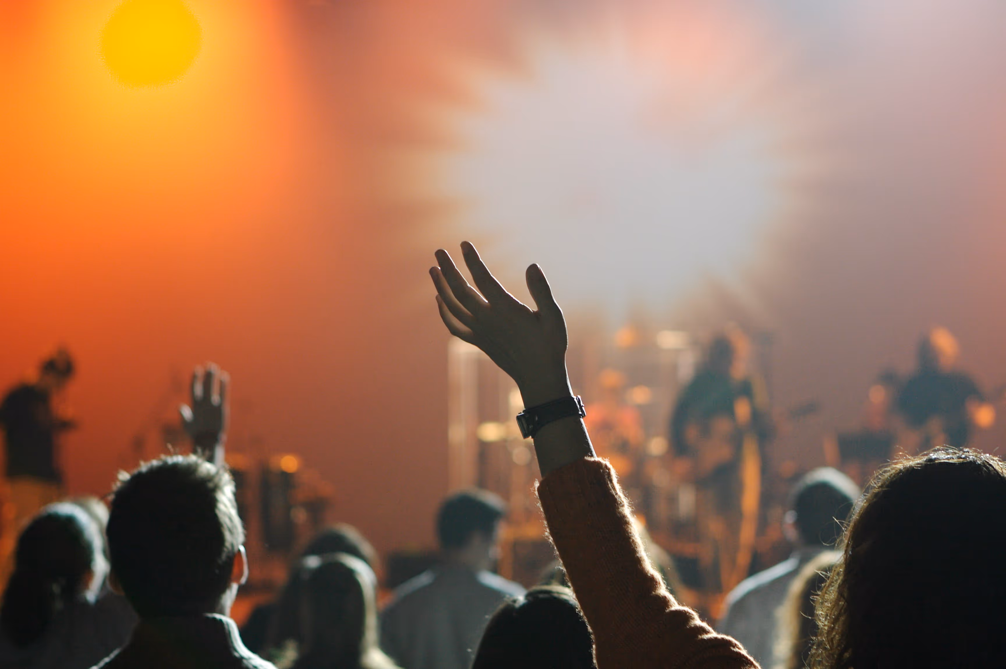 Prayer and band at church